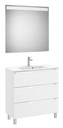 Conjunto Aleyda Pack (mueble base compacto c/3 cajones, lavabo y espejo LED) 805x380x740 mm, blanco mate, (A851886509)