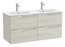 Conjunto Aleyda Unik (mueble base c/4 cajones y lavabo doble) 1200x460x565 mm, blanco madera, (A851887525)