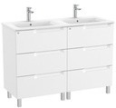 Conjunto Aleyda Unik (mueble base c/6 cajones y lavabo doble) 1200x460x740 mm, blanco mate, (A851888509)
