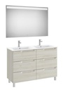 Conjunto Aleyda Pack (mueble base c/6 cajones, lavabo doble y espejo LED) 1200x460x740 mm, blanco madera, (A851890525)