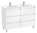 Conjunto Unik Tenet (mueble base c/6 cajones y lavabo doble) 1170x453x740 mm, blanco brillo, (A851892806)
