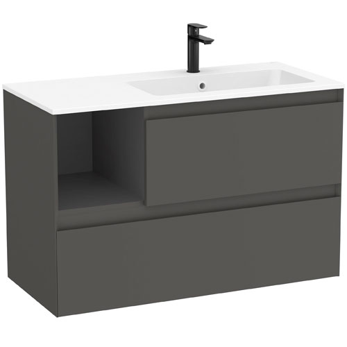 Conjunto Unik Tenue (mueble base c/2 cajones y lavabo derecha) 1005x460x650 mm, ónix, (A851938531)
