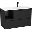 Conjunto Unik Tenue (mueble base c/2 cajones y lavabo derecha) 1005x460x650 mm, negro mate, (A851938532)