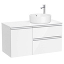 Mueble base The Gap c/2 cajones, p/lavabo de sobre encimera derecha, 1000x460x537 mm, blanco brillo, (A851956806)