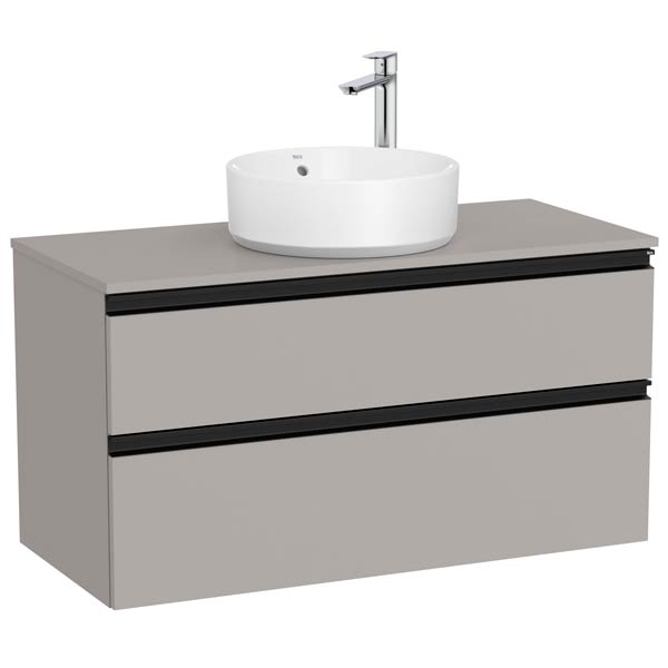 [PROCA851960547] Mueble base The Gap c/2 cajones, p/lavabo de sobre encimera central, 1000x460x537 mm, gris mate, (A851960547)