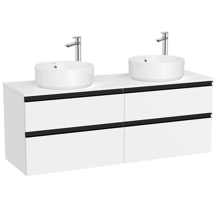 Mueble base The Gap c/4 cajones, p/2 lavabos de sobre encimera 1400x460x537 mm, blanco mate, (A851961509)