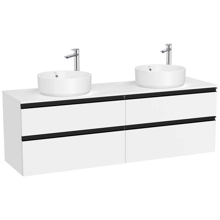 Mueble base The Gap c/4 cajones, p/2 lavabos de sobre encimera 1600x460x537 mm, blanco mate, (A851962509)
