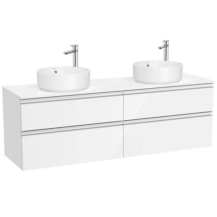 [PROCA851962806] Mueble base The Gap c/4 cajones, p/2 lavabos de sobre encimera 1600x460x537 mm, blanco brillo, (A851962806)