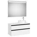 Conj. Pack The Gap (mueble base c/2 cajones, p/lav. sobre enc. der. y espejo LED) 1000x460x537 mm, blanco mate, (A851972509)