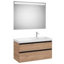 Conjunto Pack The Gap (mueble base c/2 cajones, lavabo plus derecha y espejo LED) 1000x460x575 mm, nogal, (A851978517)