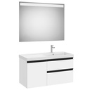 Conj. Pack The Gap (mueble base c/2 caj., 1 puerta, lavabo plus der. y espejo LED) 1000x460x575 mm, blanco mate, (A851980509)