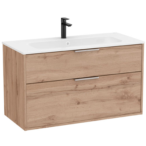 Conjunto Unik Optica (mueble base c/2 cajones y lavabo) 990x455x580 mm, nogal, (A851984517)