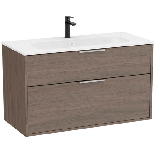 Conjunto Unik Optica (mueble base c/2 cajones y lavabo) 990x455x580 mm, roble oscuro, (A851984537)