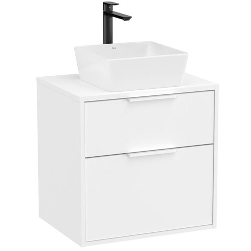 Mueble base Optica c/2 cajones, p/lavabo de sobre encimera, 590x455x580 mm, blanco mate, (A851986509)