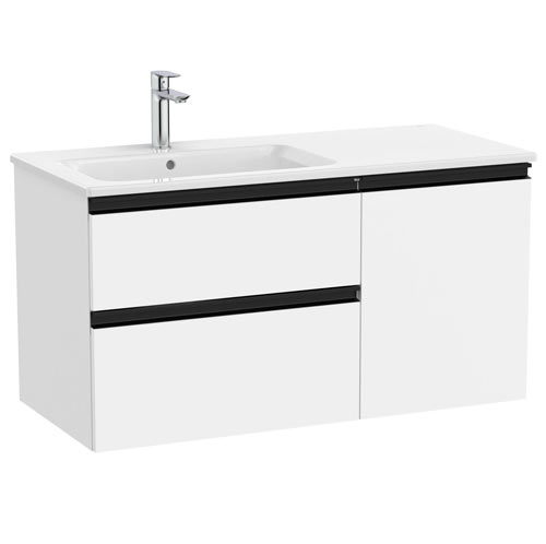 Conjunto Unik The Gap (mueble base c/2 cajones, 1 puerta y lavabo izquierda) 1005x460x537 mm, blanco mate, (A851996509)