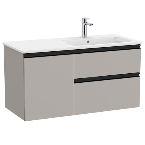 Conjunto Unik The Gap (mueble base c/2 cajones, 1 puerta y lavabo derecha) 1005x460x537 mm, gris mate, (A851997547)
