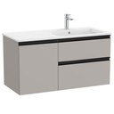 Conjunto Unik The Gap (mueble base c/2 cajones, 1 puerta y lavabo derecha) 1005x460x537 mm, gris mate, (A851997547)