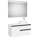 Conj. Pack The Gap (mueble base c/2 caj., 1 puerta, der. y espejo LED) 1000x460x537 mm, blanco mate, (A852001509)