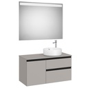 Conj. Pack The Gap (mueble base c/2 caj., 1 puerta, der. y espejo LED) 1000x460x537 mm, gris mate, (A852001547)