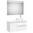 Conj. Pack The Gap (mueble base c/2 caj., 1 puerta, der. y espejo LED) 1000x460x537 mm, blanco brillo, (A852001806)
