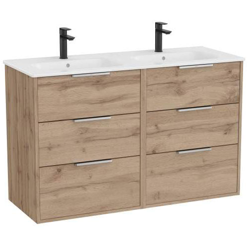 Conjunto Unik Optica (mueble base c/6 cajones y lavabo doble),1200x455x757 mm, nogal, (A852458517)
