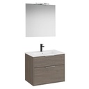 Conjunto Pack Optica (mueble base compacto c/2 cajones, lavabo, espejo y ap. Starlight) 690x455x580 mm, roble osc., (A852460537)