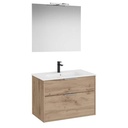 Conjunto Pack Optica (mueble base compacto c/2 cajones, lavabo, espejo y aplique Starlight) 790x455x580 mm, nogal, (A852461517)