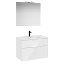 Conjunto Pack Optica (mueble base compacto c/2 cajones, lavabo, espejo y ap. Starlight) 790x455x580 mm, bl. brillo, (A852461806)