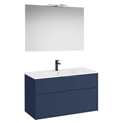 Conjunto Pack Optica (mueble base compacto c/2 cajones, lavabo, espejo y ap. Starlight) 990x455x580 mm, azul acero, (A852462551)