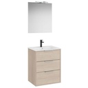 Conjunto Pack Optica (mueble base compacto c/3 cajones, lavabo, espejo y ap. Starlight) 600x455x757 mm, fresno cl., (A852464541)