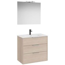Conjunto Pack Optica (mueble base compacto c/3 cajones, lavabo, espejo y ap. Starlight) 800x455x757 mm, fresno cl., (A852465541)
