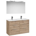 Conjunto Pack Optica (mueble base compacto c/6 cajones, lav. doble, espejo, ap. Starlight) 1200x455x757 mm, nogal, (A852466517)