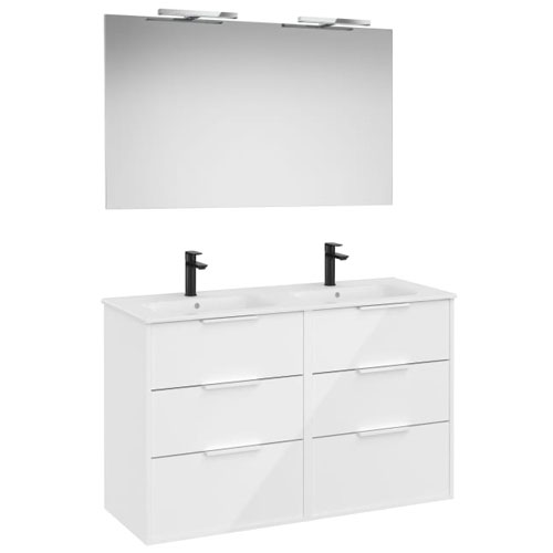 Conjunto Pack Optica (mueble base comp. c/6 cajones, lav. doble, espejo, ap. Starlight) 1200x455x757 mm, bl. bri., (A852466806)