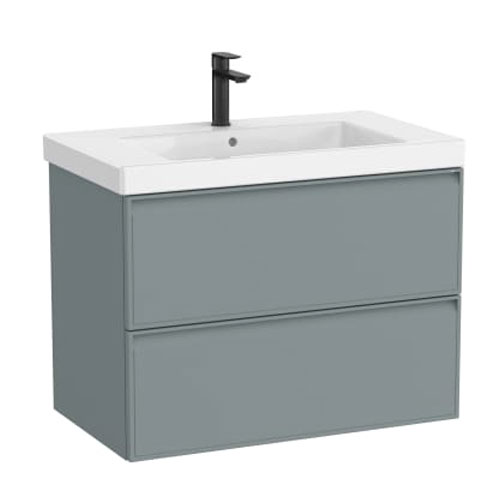 Conjunto Unik Linea (mueble base c/2 cajones y lavabo de FINECERAMIC), 800x455x625 mm, azul polar, (A852489596)