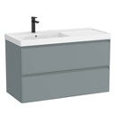 Conjunto Unik Linea (mueble base c/2 cajones y lavabo de FINECERAMIC a la izquierda), 1000x455x625 mm, azul polar, (A852490596)