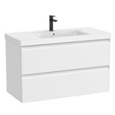 Conjunto Unik Linea (mueble base c/2 cajones y lavabo de FINECERAMIC centrado), 1000x455x625 mm, blanco mate, (A852491509)