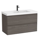 Conjunto Unik Linea (mueble base c/2 cajones y lavabo de FINECERAMIC centrado), 1000x455x625 mm, nogal oscuro, (A852491597)
