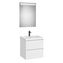 Conjunto Pack Linea (mueble base c/2cajones, lavabo de FINECERAMIC y espejo LED Eidos), 600x455x625 mm, blanco mate, (A852494509