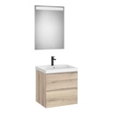 Conjunto Pack Linea (mueble base c/2cajones, lavabo de FINECERAMIC y espejo LED Eidos), 600x455x625 mm, beige madera, (A85249452