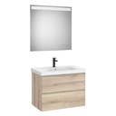 Conjunto Pack Linea (mueble base c/2cajones, lavabo de FINECERAMIC y espejo LED Eidos), 800x455x625 mm, beige madera, (A85249552