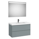 Conjunto Pack Linea (mueble base c/2cajones, lav. FINECERAMIC centrado, esp. LED Eidos), 1000x455x625 mm, azul p., (A852497596)