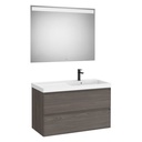 Conjunto Pack Linea (mueble base c/2cajones, lav. FINECERAMIC a la dcha., esp. LED Eidos), 1000x455x625 mm, nog. o., (A852498597