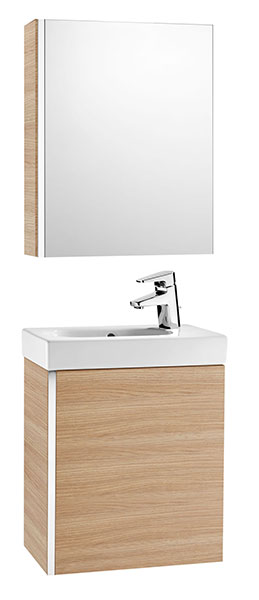 [PROCA855866155] Conjunto Pack Mini (mueble base, lavabo y armario espejo) 450x250x575 mm, roble texturizado, (A855866155)