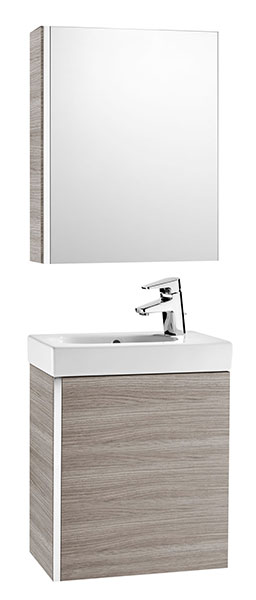 Conjunto Pack Mini (mueble base, lavabo y armario espejo) 450x250x575 mm, arena texturizado, (A855866156)