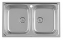 Fregadero Victoria de 2 cubetas de acero inoxidable, 800x490x160 mm, (A872801A01)