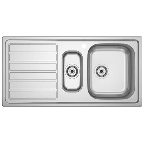 [PROCA87S101C01] Fregadero Glasgow de 2 cubetas de acero inoxidable y escurridor izquierda, 1000x500x180 mm, (A87S101C01)