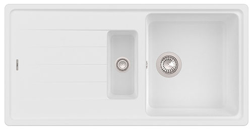 Fregadero reversible Bergen (ks) de 2 cubetas de QUARZEX, 1000x500x180 mm, blanco, (A880200020)