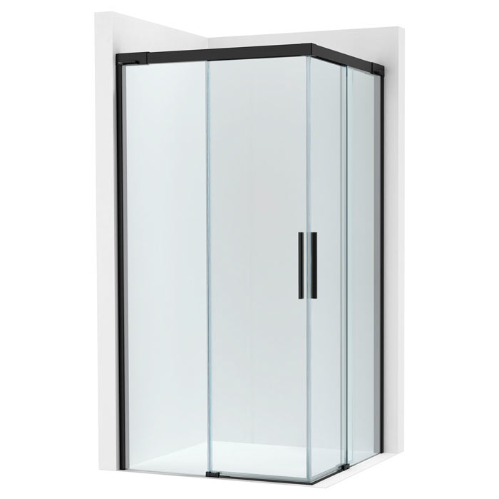 [PROCAM2832BC7D0016NMN] Lateral ducha Naray L2 (1 hoja corredera +1 fija) 700x50x2000 mm, cristal transp., perfil negro mate, (AM2832BC7D0016NMN)