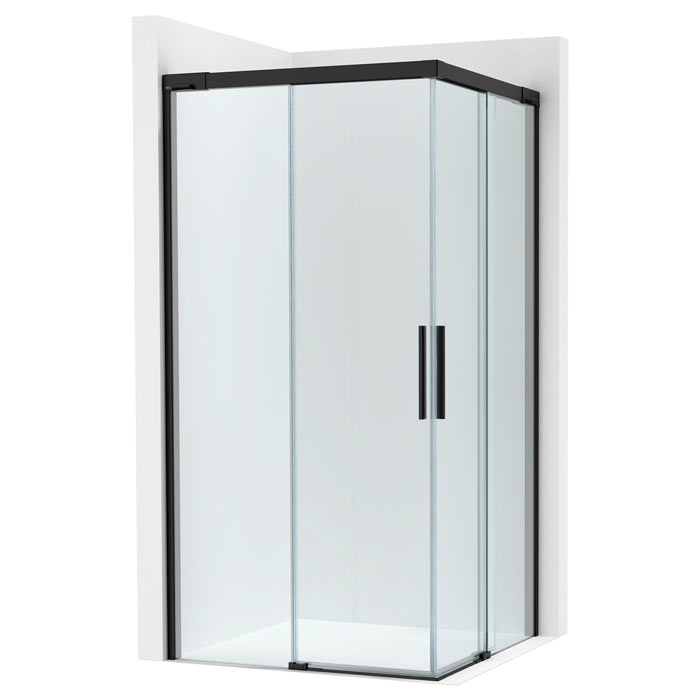 [PROCAM2834B07D0016NMN] Lateral ducha Naray L2 (1 hoja corredera +1 fija) 1200x50x2000 mm, cristal transp., perfil negro mate, (AM2834B07D0016NMN)