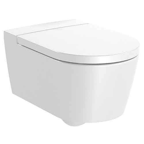 [UROC043] Inodoro Round suspendido Rimless con salida horizontal (taza y tapa amortiguada), blanco